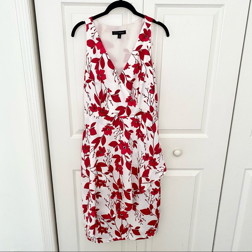 Banana Republic White, Red Floral Cocktail Dress